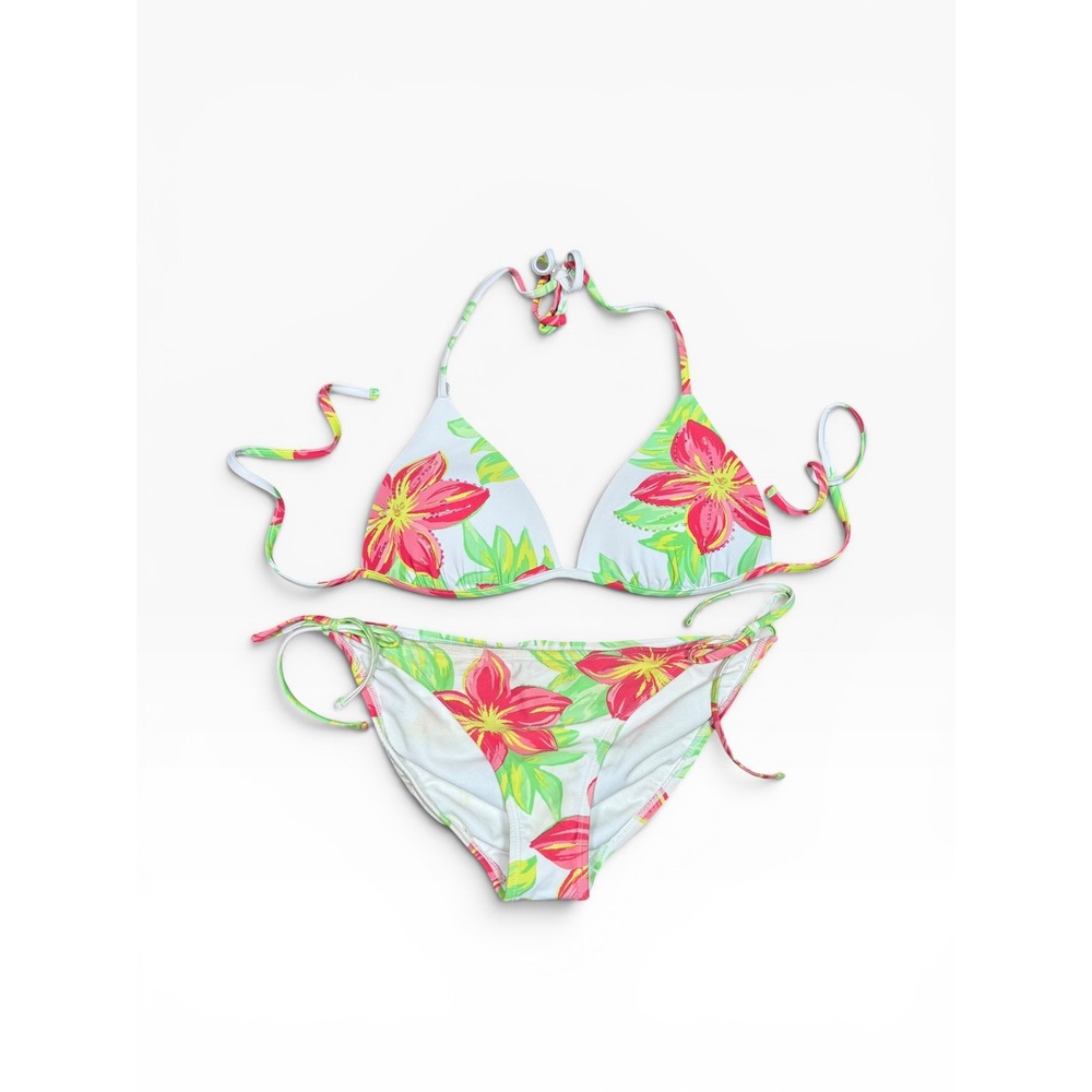 Y2K Xhilaration Tropical Beaded Triangle Bikini Set M